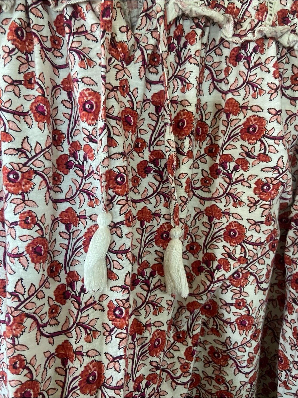Wonderly Red and White Floral Peasant Blouse - Picture 6 of 9